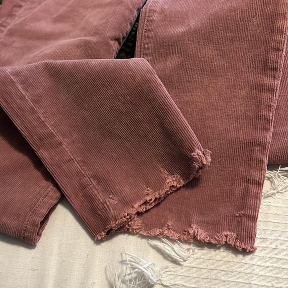 NWT RAG & BONE Nina high rise frayed ankle button fly corduroy pink/purple new - Picture 6 of 9